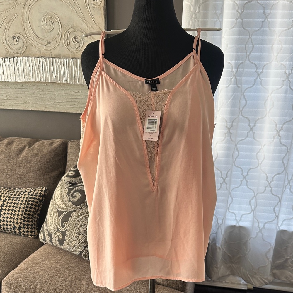 torrid Peach Lace-Front Spaghetti Strap Cami